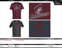 Nike or Under Armour Short Sleeve Dri Fit Shirt  -GREY or MAROON with Marauder Head/"Marauders"