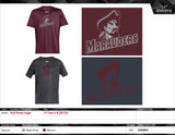 Nike or Under Armour Short Sleeve Dri Fit Shirt  -GREY or MAROON with Marauder Head/"Marauders"