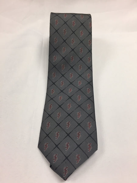 Tie - "SJ" Charcoal Grey Polyester Woven