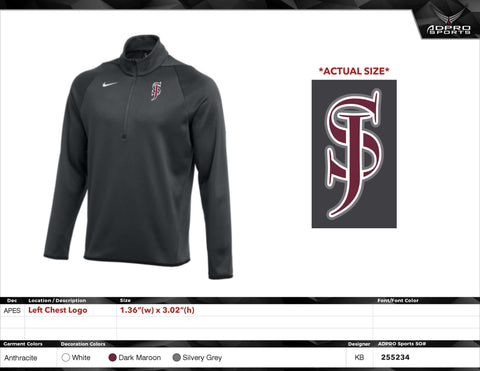 NikeTherma (UNIFORM APPROVED)  Long-sleeve 1/4 Zip - (No Pockets) - Anthracite or Maroon