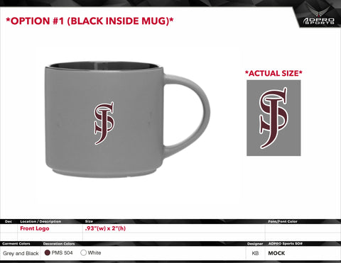 Mug -16 oz stoneware: matte gray out/ glossy color inside-Pick up from school only-Shipping not available