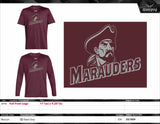 Nike or Under Armour Athletic Cut Long Sleeve Dri Fit T-Shirt "MARAUDERS/HEAD"  - GREY or MAROON