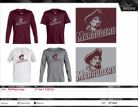Nike or Under Armour Short Sleeve Dri Fit Shirt  -GREY or MAROON with Marauder Head/"Marauders"